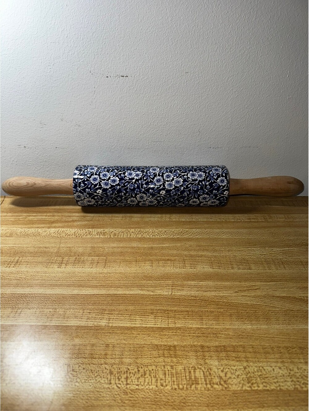 Vintage Staffordshire England Blue Burleigh Rolling Pin 20" - Picture 11 of 11